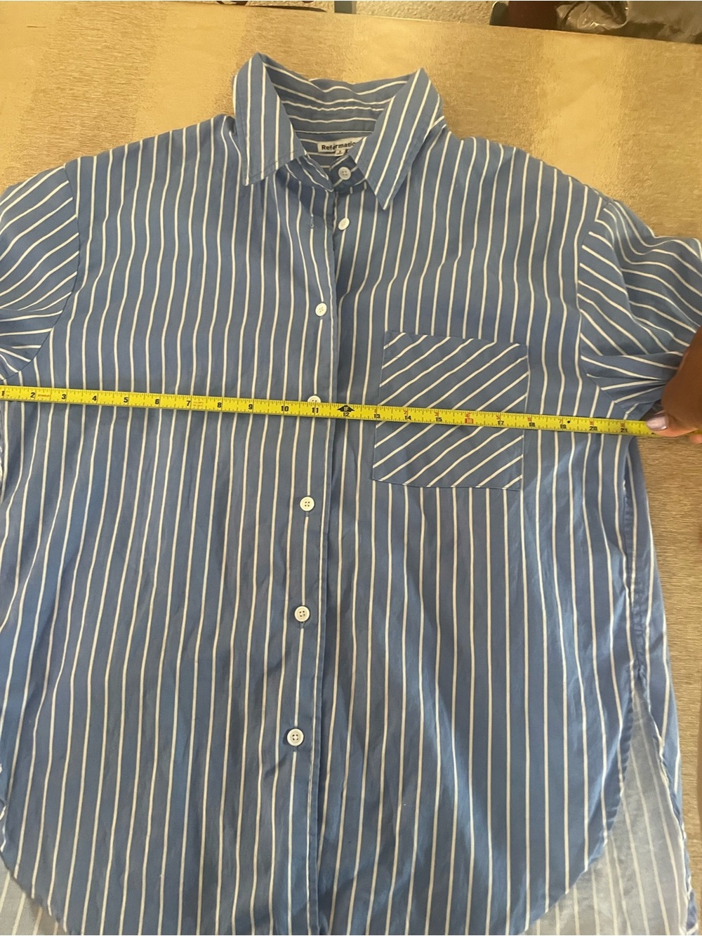 Reformation Blue Striped Matching Set Shirt & High Rise Shorts Size S - Picture 8 of 12